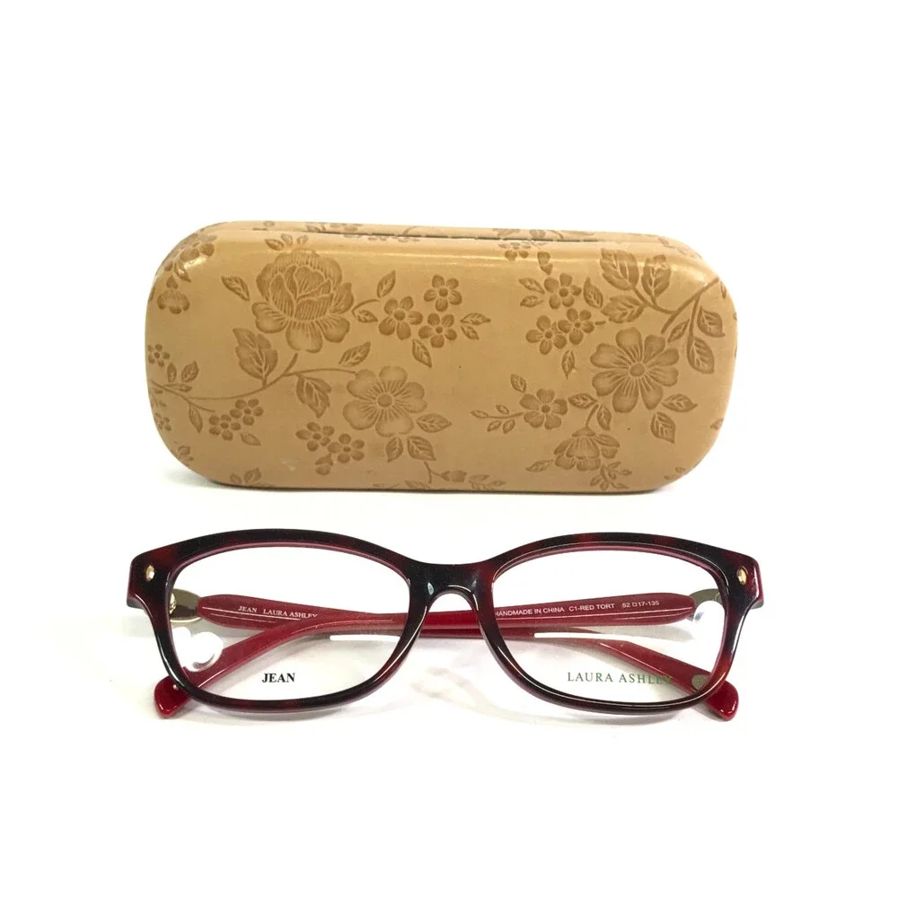 Laura Ashley Eyeglasses Frames Jean C1-RED TORT Shiny Red Tortoise 52-17-135
